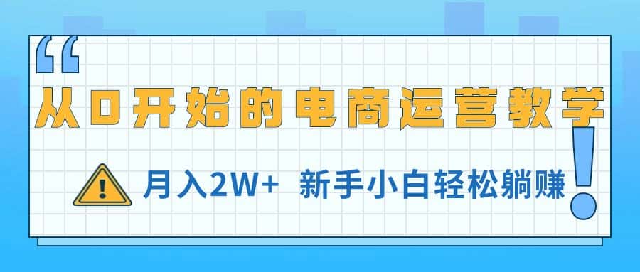 （11081期）从0开始的电商运营教学，月入2W+，新手小白轻松躺赚-优优云创