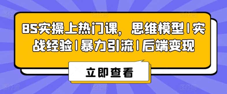 8S实操上热门课，思维模型|实战经验|暴力引流|后端变现-优优云创