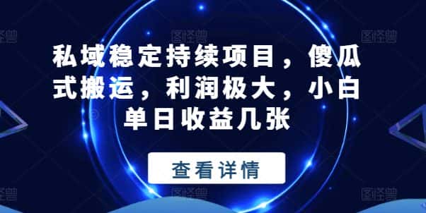 私域稳定持续项目，傻瓜式搬运，利润极大，小白单日收益几张-副业吧