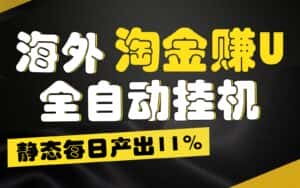 海外淘金赚U，全自动挂机，静态每日产出11%，拉新收益无上限，轻松日入1万+-优优云创