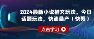 2024最新小说推文玩法，今日话题玩法，快速量产(快剪)-优优云创