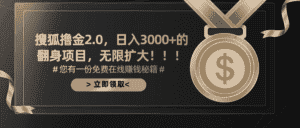 （11196期）搜狐撸金2.0日入3000+，可无限扩大的翻身项目-优优云创