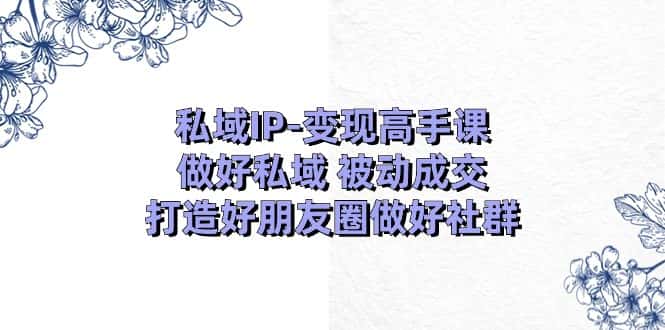 私域IP变现高手课：做好私域被动成交，打造好朋友圈做好社群（18节）-优优云创