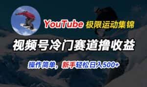 视频号冷门赛道撸收益，YouTube搬运极限运动集锦，暴力起号，操作简单流量高，轻松日入5张-优优云创