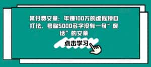 某付费文章：年赚100w的虚拟项目打法，号称5000多字没有一句“废话”的文章-优优云创