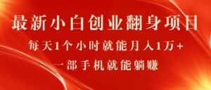 （11250期）最新小白创业翻身项目，每天1个小时就能月入1万+，0门槛，一部手机就能…-优优云创