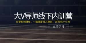 （11261期）大V导师线下内训营：从零粉到爆单，一招搞定百万原创，78节45个小时-副业吧
