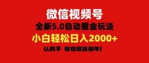 （11332期）微信视频号变现，5.0全新自动掘金玩法，日入利润2000+有手就行-优优云创