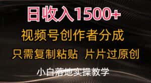 （11339期）日收入1500+，视频号创作者分成，只需复制粘贴，片片过原创，小白也可…-优优云创网