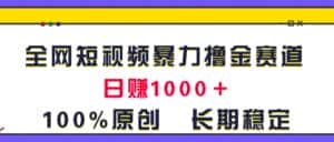 （11341期）全网短视频暴力撸金赛道，日入1000＋！原创玩法，长期稳定-优优云创
