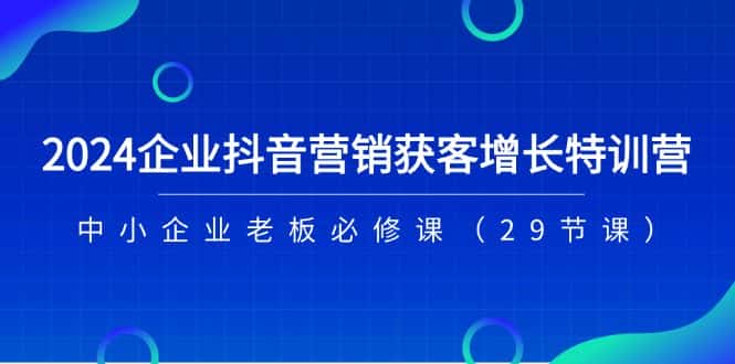 （11349期）2024企业抖音-营销获客增长特训营，中小企业老板必修课（29节课）-优优云创