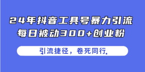 （11354期）24年抖音工具号暴力引流，每日被动300+创业粉，创业粉捷径，卷死同行-优优云创