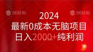 （11444期）2024最新0成本无脑项目，日入2000+纯利润-优优云创网