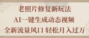 （11503期）老照片修复新玩法，老照片AI一键生成动态视频 全新流量风口 轻松月入过万-优优云创