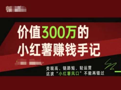 价值300万的小红书赚钱手记，变现高、链路短、轻运营，这波“小红薯风口”不能再错过-优优云创