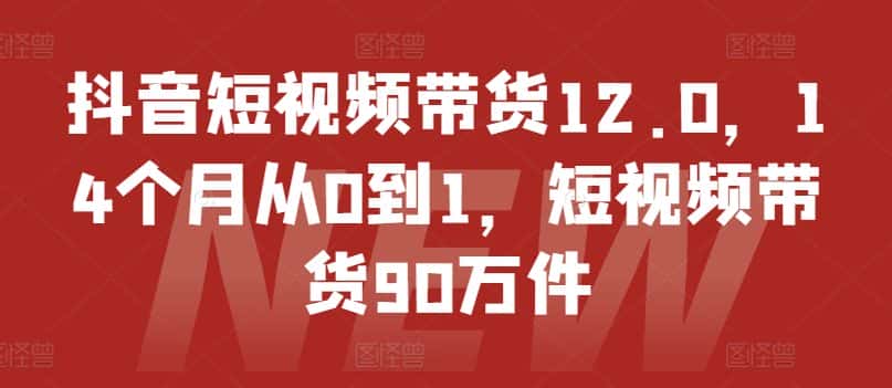 抖音短视频带货12.0，14个月从0到1，短视频带货90万件-优优云创