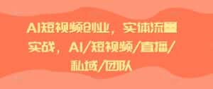 AI短视频创业，实体流量实战，AI/短视频/直播/私域/团队-优优云创