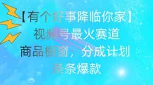 【有个好事降临你家】视频号爆火赛道，商品橱窗，分成计划，条条爆款-优优云创