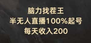 脑力找茬王，半无人直播100%起号，每天收入200+-优优云创网