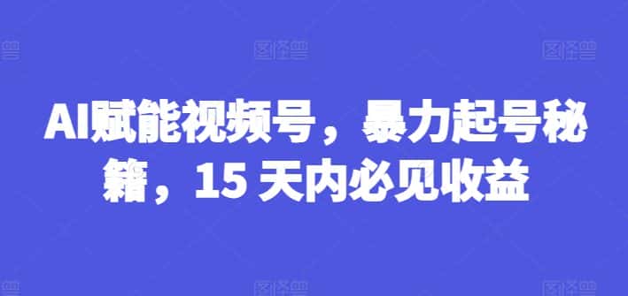 AI赋能视频号，暴力起号秘籍，15 天内必见收益-优优云创网