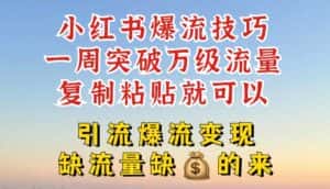 小红书爆流技巧，一周突破万级流量，复制粘贴就可以，引流爆流变现-优优云创