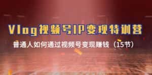 （11654期）Vlog 视频号IP变现特训营，普通人如何通过视频号变现赚钱（15节）-优优云创