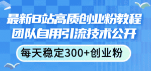 （11661期）最新B站高质创业粉教程，团队自用引流技术公开，每天稳定300+创业粉-优优云创
