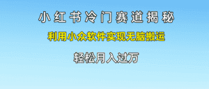 小红书冷门赛道揭秘,利用小众软件实现无脑搬运，轻松月入过万-优优云创