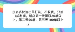 （11738期）拼多多2天起店，只合作不卖课不收费，上架产品无偿对接，只需要你回…-优优云创