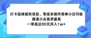打卡自律服务项目，零成本操作简单小白可做，赛道小众需求量高，一单高达90元月入1w+-副业吧