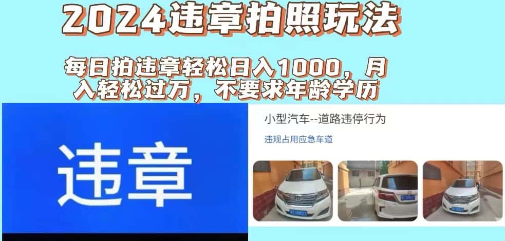 （11743期）2024违章拍照新玩法，推广躺赚+拍照赚钱双模式，日入1000+-副业吧