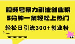 （11754期）视频号暴力引流创业粉，5分钟一条轻松上热门，轻松日引流300+创业粉-优优云创网