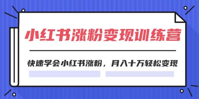 （11762期）2024小红书涨粉变现训练营，快速学会小红书涨粉，月入十万轻松变现(40节)-优优云创网