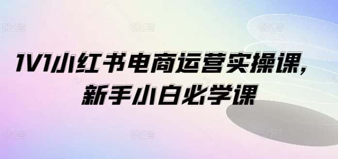 1V1小红书电商运营实操课，新手小白必学课-优优云创
