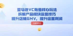 （11848期）亚马逊VC账号核心玩法，拆解产品模块运营技巧，提升店铺GMV，提升运营利润-优优云创