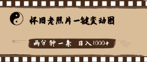 (11872期)怀旧老照片,AI一键变动图,两分钟一条,日入1000+-副业吧