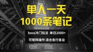 单人一天1000条笔记，日入2000+，BOSS直聘的正确玩法-优优云创