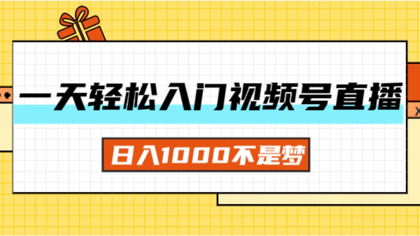 (11906期)一天入门视频号直播带货,日入1000不是梦-优优云创