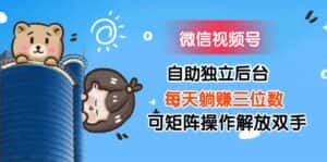 （11910期）微信视频号自助独立后台每天躺赚三位数可矩阵操作解放双手-优优云创