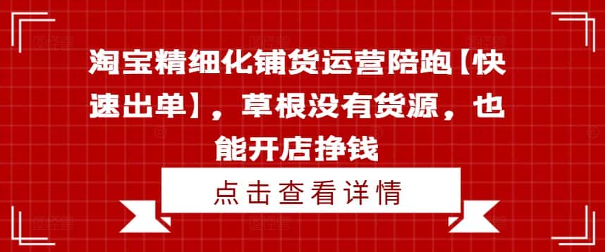 淘宝精细化铺货运营陪跑【快速出单】，草根没有货源，也能开店挣钱-优优云创