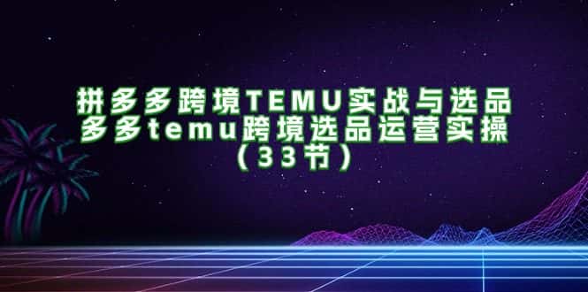 （11934期）拼多多跨境TEMU实战与选品，多多temu跨境选品运营实操（33节）-优优云创