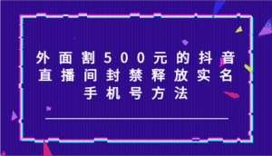外面割500元的抖音直播间封禁释放实名/手机号方法！-优优云创