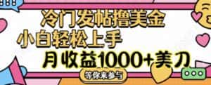 冷门发帖撸美金项目，月收益1000+美金，简单无脑，干就完了-优优云创