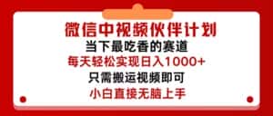 （12017期）微信中视频伙伴计划，仅靠搬运就能轻松实现日入500+，关键操作还简单，…-副业吧