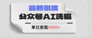 (12022期)公众号ai洗稿,最新引流创业粉,单日引流200+,日变现4000+-优优云创