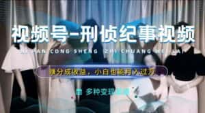 利用刑侦纪实视频，赚视频号分成计划收益，操作简单，新手小白轻松月入过万-优优云创