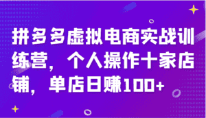 拼多多虚拟电商实战训练营，个人操作十家店铺，单店日赚100+-优优云创