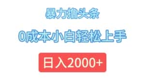 （12068期）暴力撸头条，0成本小白轻松上手，日入2000+-副业吧