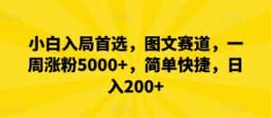 小白入局首选，图文赛道，一周涨粉5000+，简单快捷，日入200+-优优云创