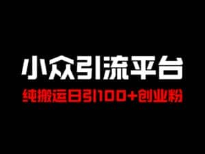 冷门引流平台，纯搬运日引100+高质量年轻创业粉！-优优云创